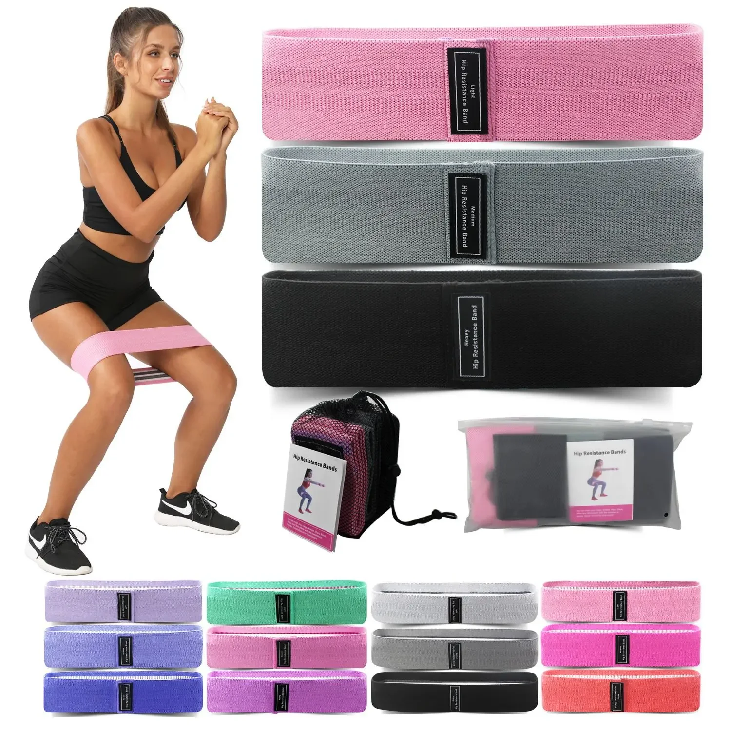 Yoga Fitness Resistance Band - 1/2/3 個の弾性バンドフィットネス抵抗バンドヨガピラティスヒップサークルエキスパンダーバンドジムトレーニングホームトレーニング機器