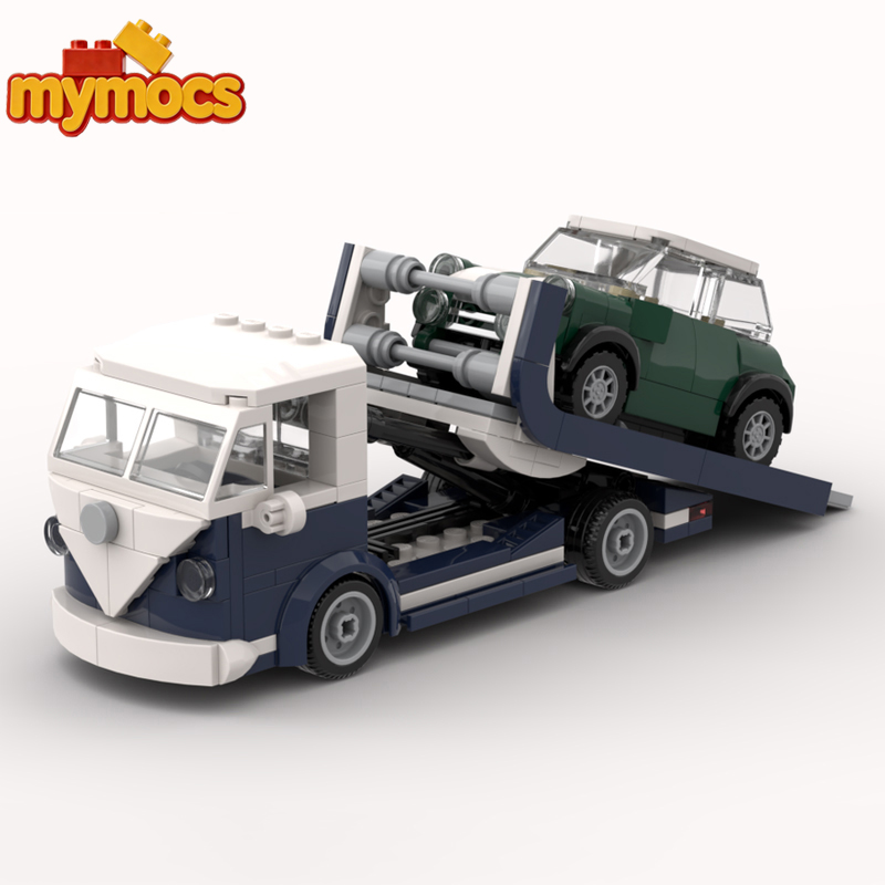 Victor Racket Jetspeed - Mymocs テクニカルカー 10220 VW T1 トレーラー、ミニスケールの牽引車、6つのスタッドを備えた大型車両セット、創造的な組み立てブロックおもちゃ、ギフト。