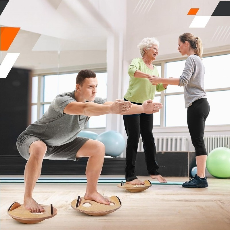 木製フィットネスバランスボード 大人用フットトレーナーペダル - Yoga Fitness Training のレビューと価格