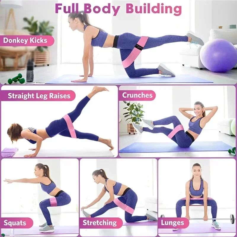 ファブリックレジスタンスヒップバンド、臀筋太もも用弾性ワーク - Yoga Fitness Resistance Band のレビューと価格